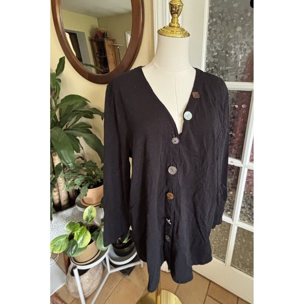 Soft Surroundings Top L Fun Mixed Buttons Unique Lagenlook Tunic